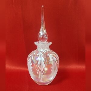 Beautiful Clear & White Scroll Decanter Small